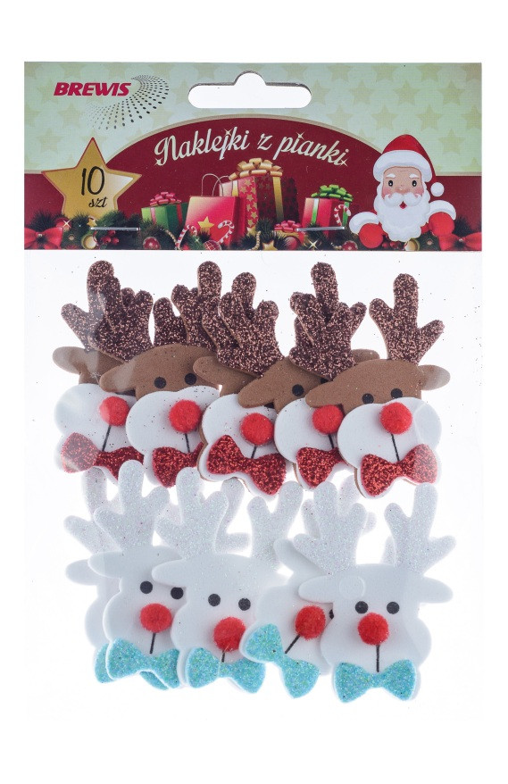 Naklejki z pianki Renifery - głowy (10szt) PVX24 Brewis